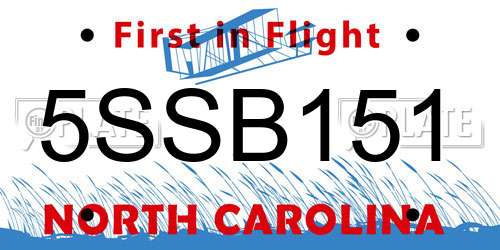 5SSB151 North Carolina License Plate