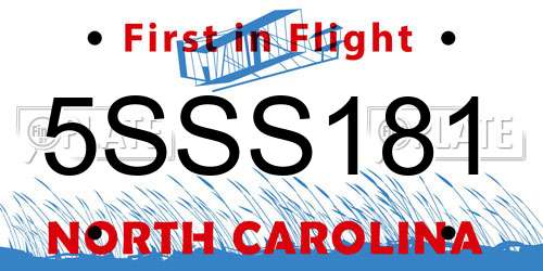 5SSS181 North Carolina License Plate