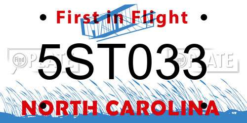 5ST033 North Carolina License Plate