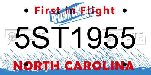 5ST1955 North Carolina License Plate