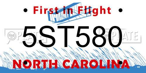 5ST580 North Carolina License Plate