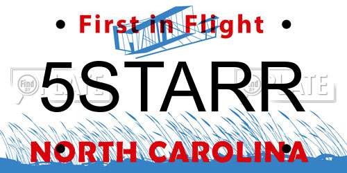 5STARR North Carolina License Plate