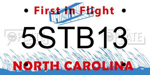 5STB13 North Carolina License Plate