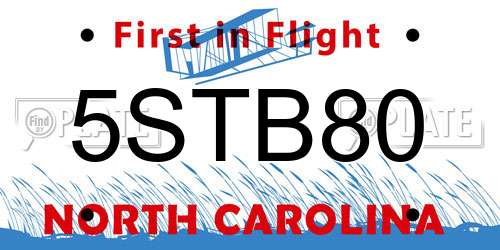 5STB80 North Carolina License Plate