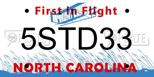 5STD33 North Carolina License Plate