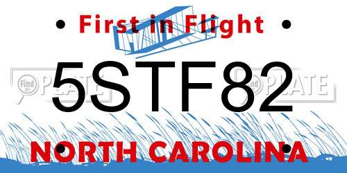 5STF82 North Carolina License Plate