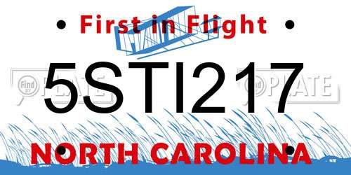5STI217 North Carolina License Plate