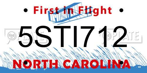 5STI712 North Carolina License Plate