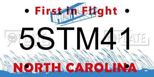 5STM41 North Carolina License Plate