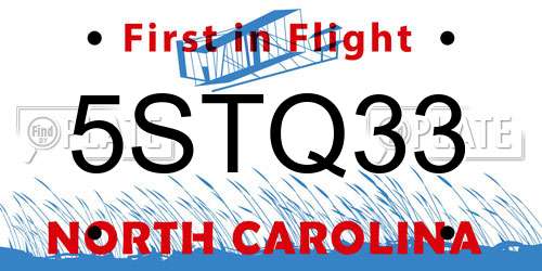 5STQ33 North Carolina License Plate