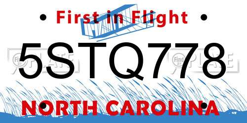 5STQ778 North Carolina License Plate