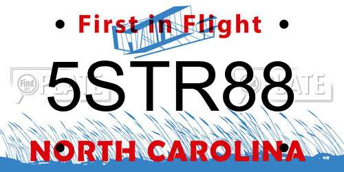 5STR88 North Carolina License Plate