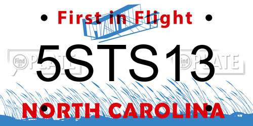 5STS13 North Carolina License Plate