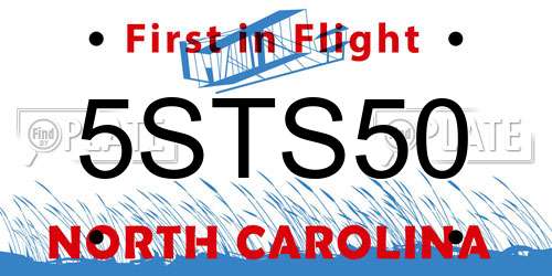 5STS50 North Carolina License Plate