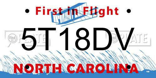 5T18DV North Carolina License Plate
