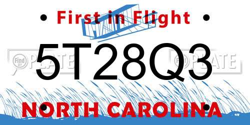 5T28Q3 North Carolina License Plate