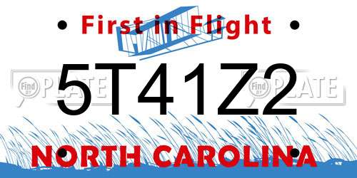 5T41Z2 North Carolina License Plate
