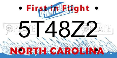 5T48Z2 North Carolina License Plate