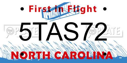 5TAS72 North Carolina License Plate