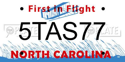 5TAS77 North Carolina License Plate