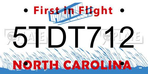 5TDT712 North Carolina License Plate