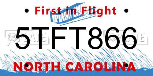 5TFT866 North Carolina License Plate