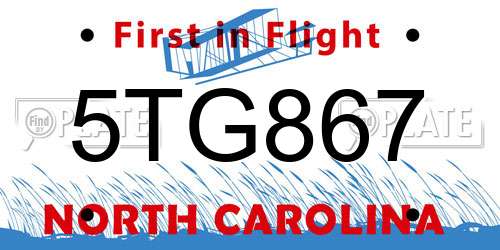 5TG867 North Carolina License Plate
