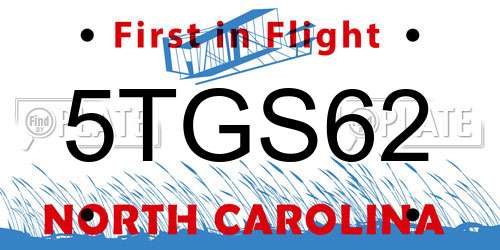 5TGS62 North Carolina License Plate