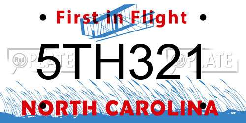 5TH321 North Carolina License Plate
