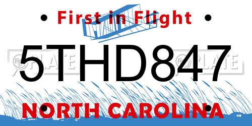 5THD847 North Carolina License Plate