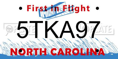 5TKA97 North Carolina License Plate