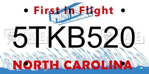 5TKB520 North Carolina License Plate