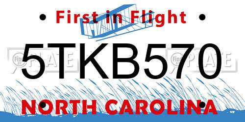 5TKB570 North Carolina License Plate