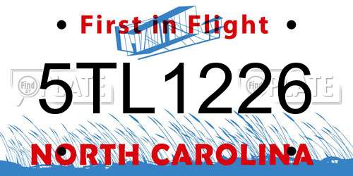 5TL1226 North Carolina License Plate