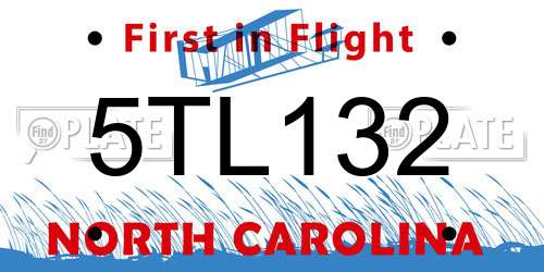 5TL132 North Carolina License Plate