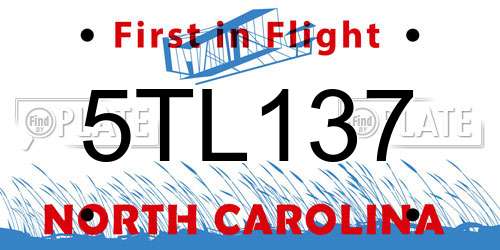 5TL137 North Carolina License Plate