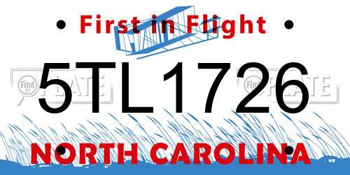 5TL1726 North Carolina License Plate