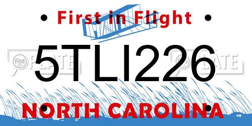 5TLI226 North Carolina License Plate