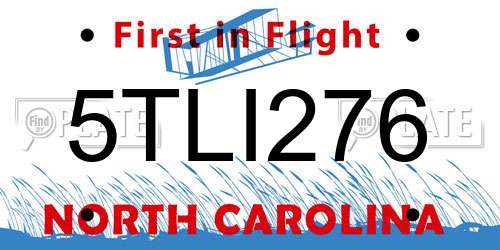 5TLI276 North Carolina License Plate