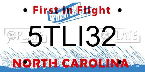 5TLI32 North Carolina License Plate