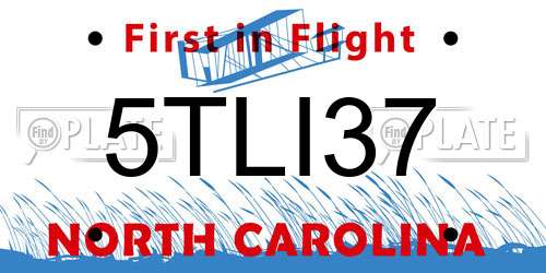 5TLI37 North Carolina License Plate