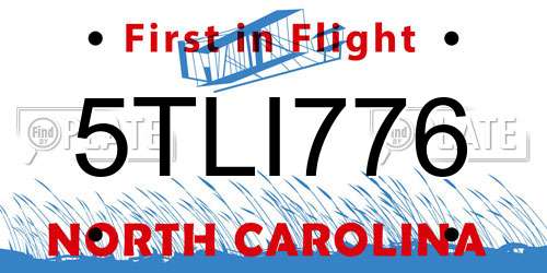 5TLI776 North Carolina License Plate