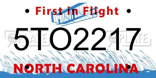 5TO2217 North Carolina License Plate