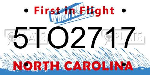 5TO2717 North Carolina License Plate