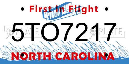 5TO7217 North Carolina License Plate