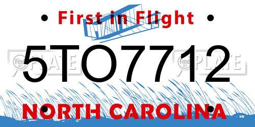 5TO7712 North Carolina License Plate