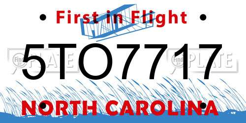 5TO7717 North Carolina License Plate