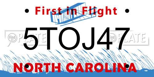 5TOJ47 North Carolina License Plate