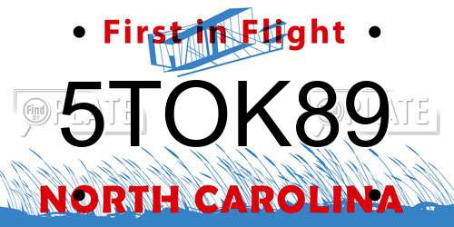 5TOK89 North Carolina License Plate