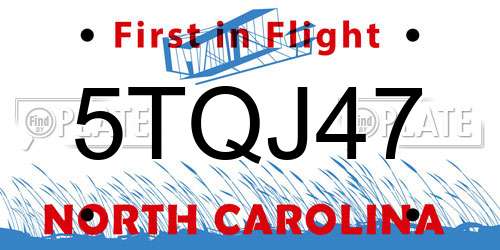 5TQJ47 North Carolina License Plate